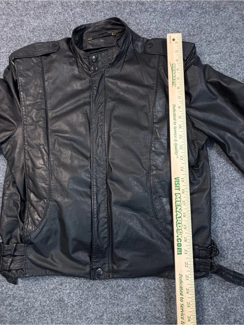 VTG 80s Rivari Black Leather Jacket Pile Lined Cafe Racer Moto Mens Medium Large